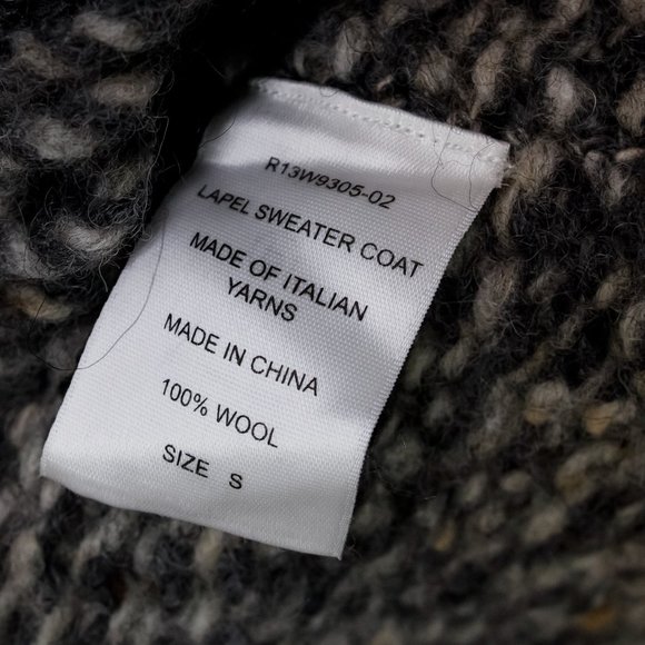 R13 AW/21 Grey Oversized Lapel Sweater Coat - Picture 13 of 14